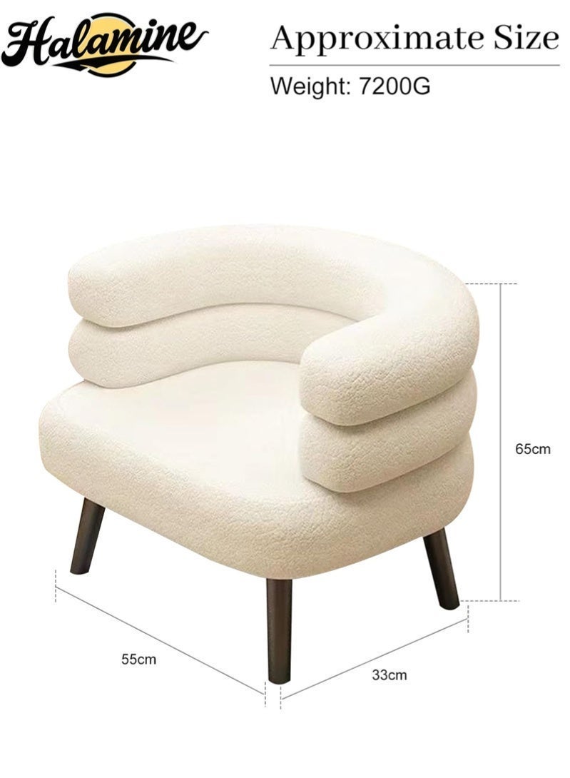 Halamine Modern Boucle  Accent Chair with Scandi-Style Legs ，Cream-Colored - Image 4